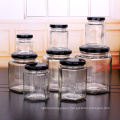 glass hexagonal storage jar 400ml stocked jam jars